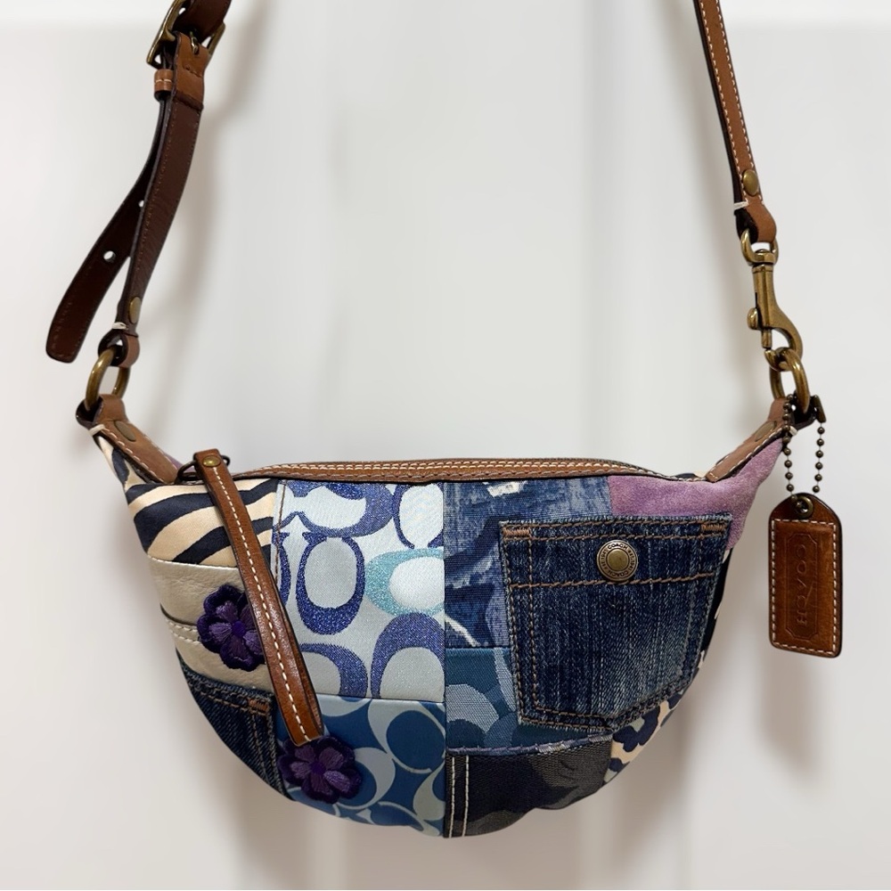 Coach Signature Patchwork Denim Swingpack Crossbody Vintage Y2K